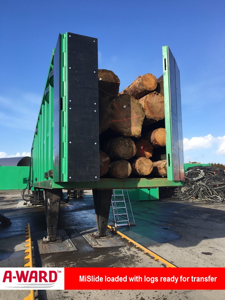 MiSlide loaded with logs ready for transfer